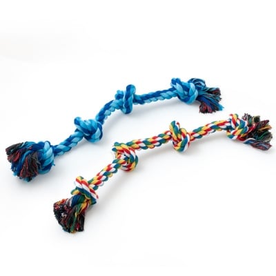 Играчка за куче - памучно въже с 4 възела 60 см