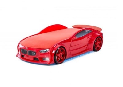 Светещо 3D легло - кола червено BMW Neo + матрак 