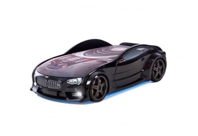 Светещо 3D легло - кола черно BMW Neo + матрак 